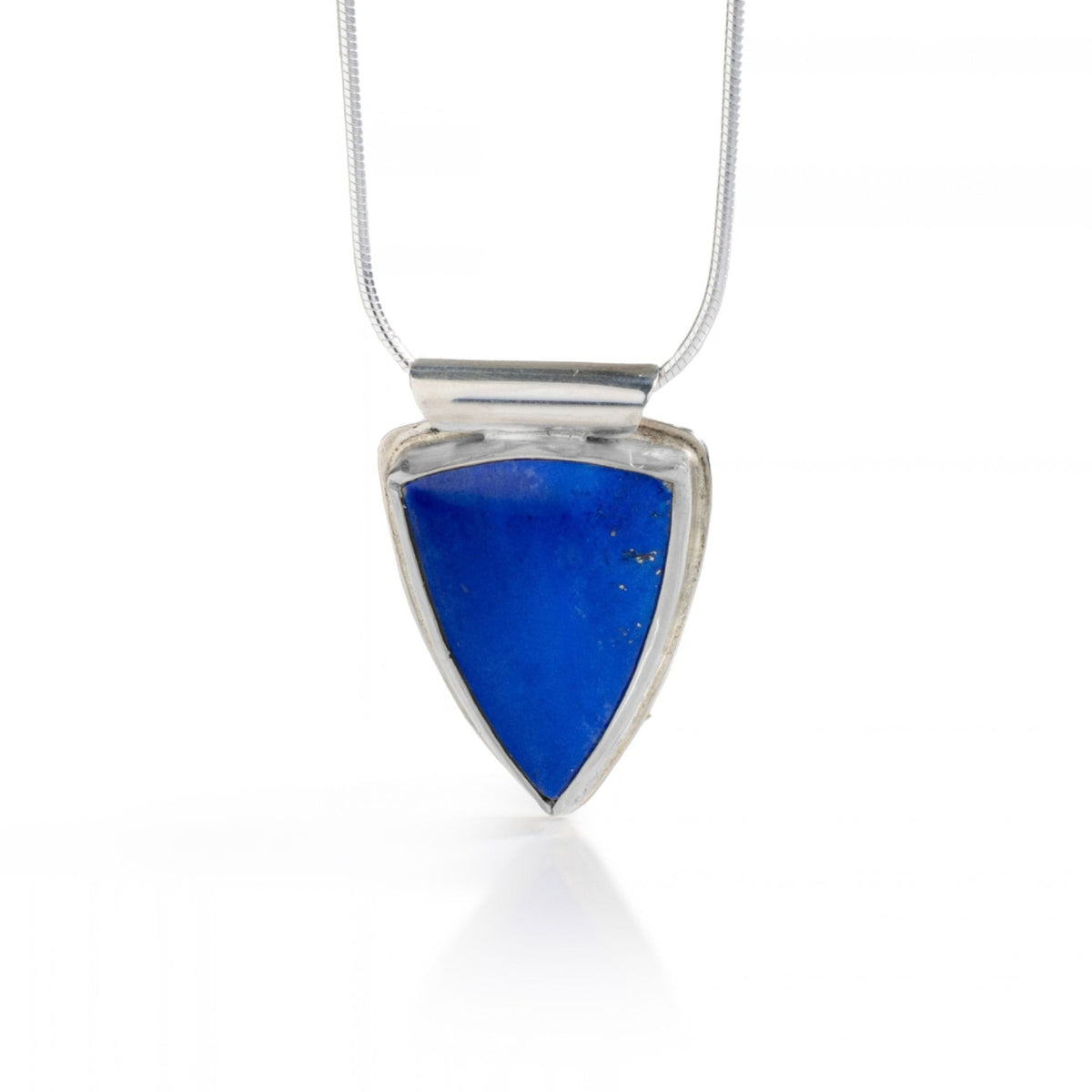 Lapis pendant that has been bezel set in sterling silver