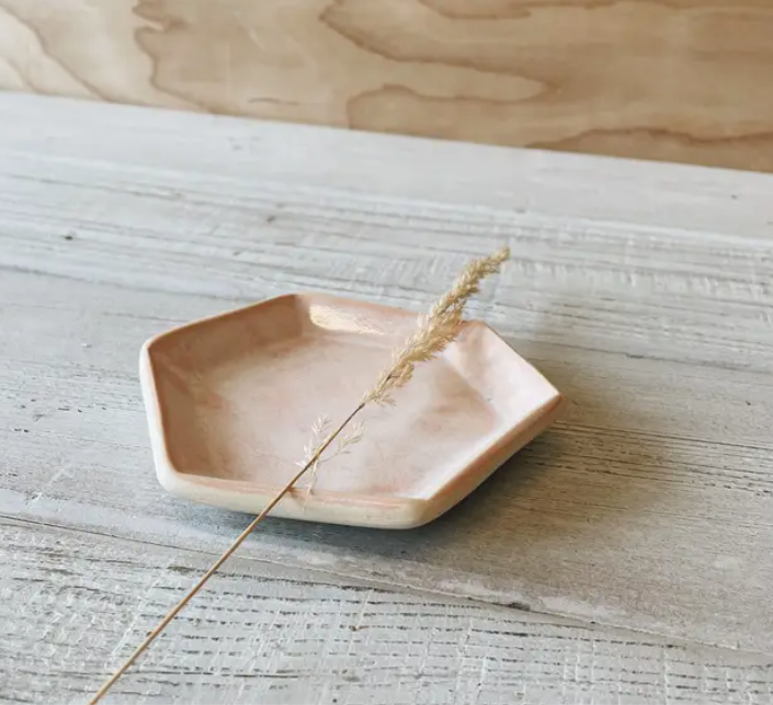 Hexagon Peach Jewelry Dish