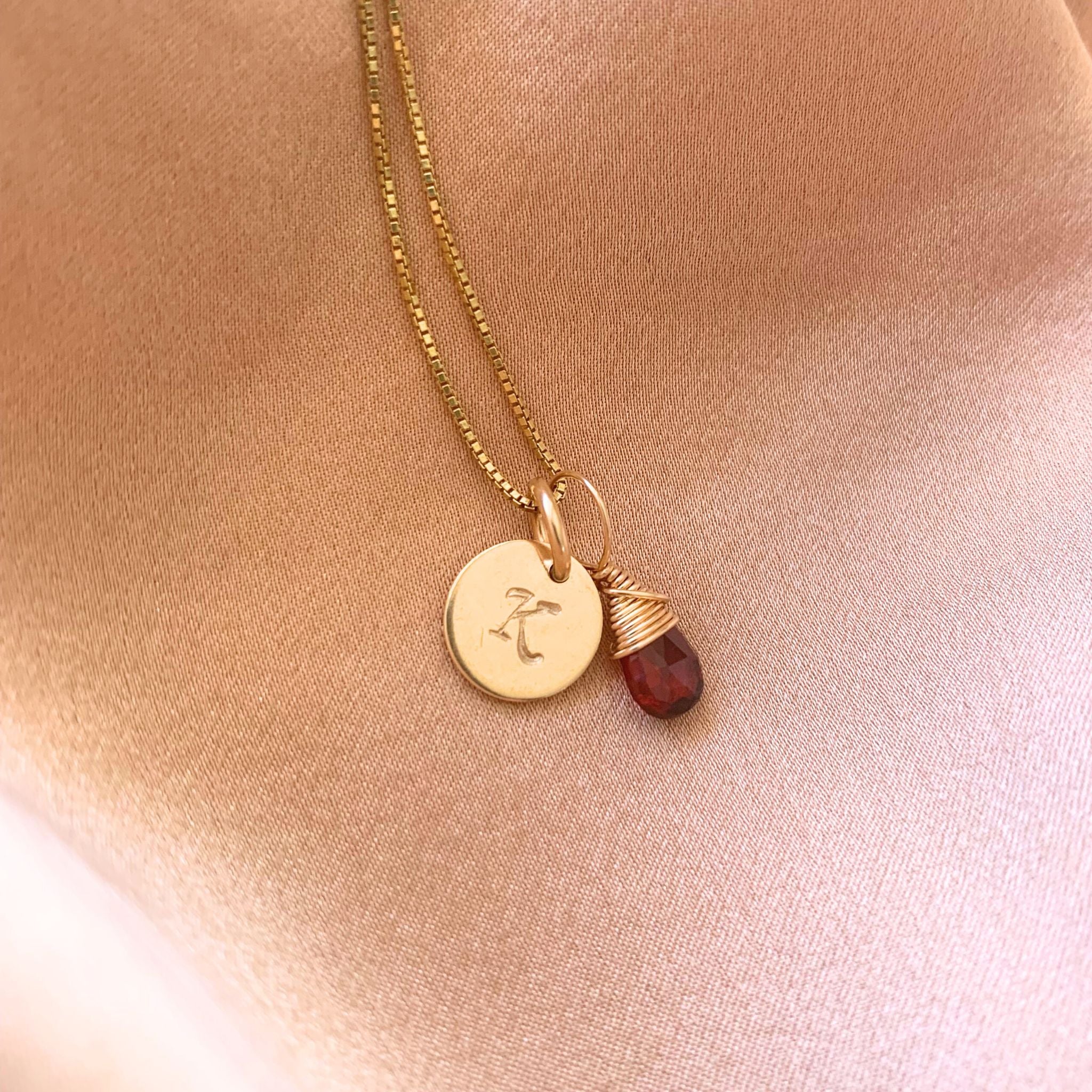 Birthstone and Initial Charm Necklaces by Jen Lesea