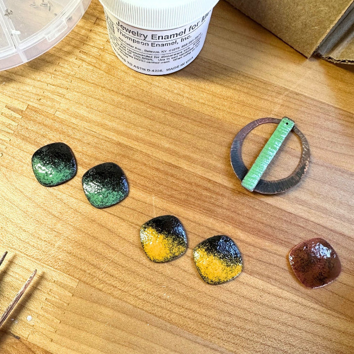 Enamel samples for earrings and pendant