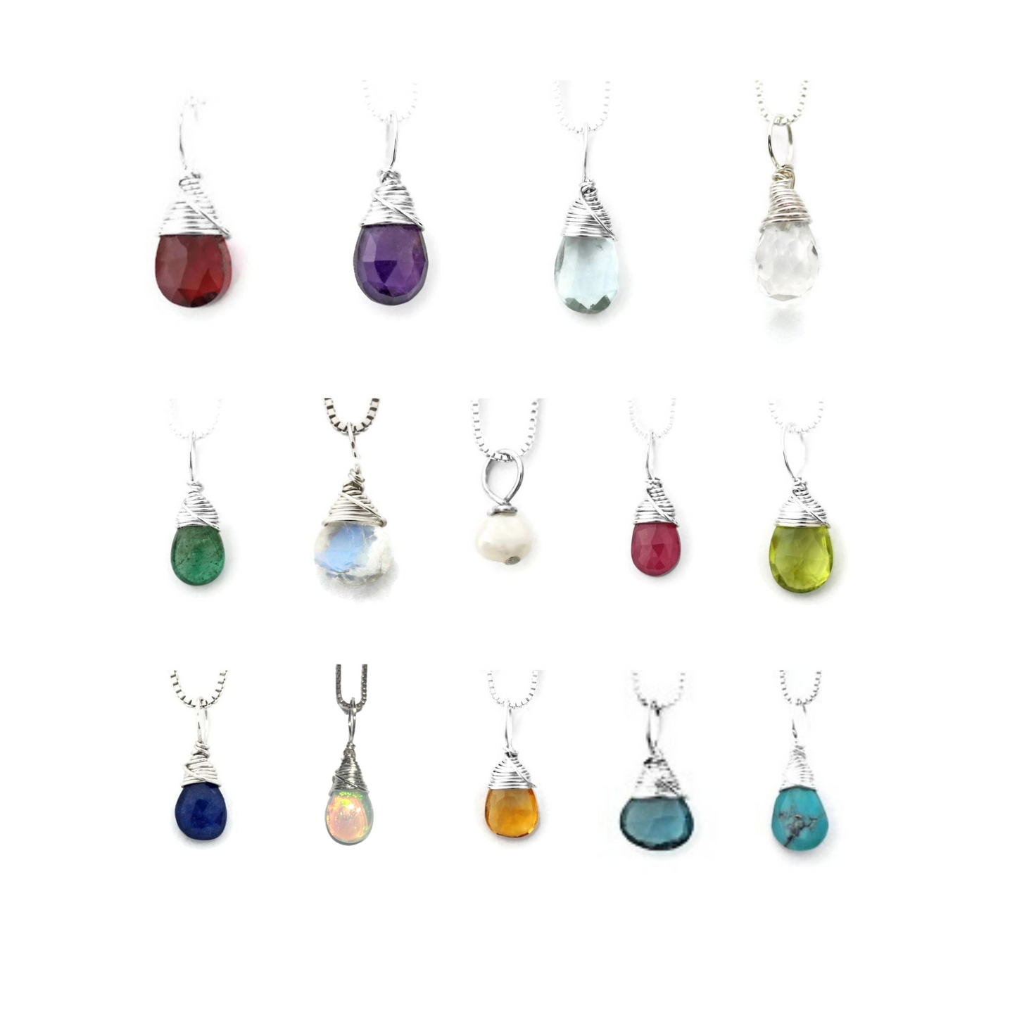 Birthstone and Initial Charm Necklaces by Jen Lesea