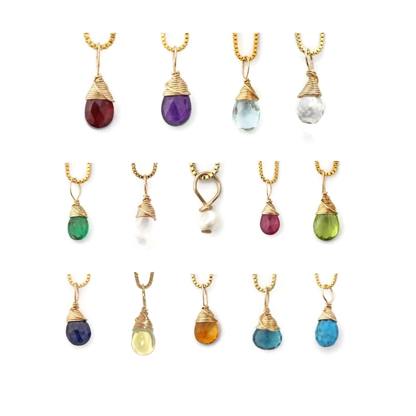 Birthstone and Initial Charm Necklaces by Jen Lesea