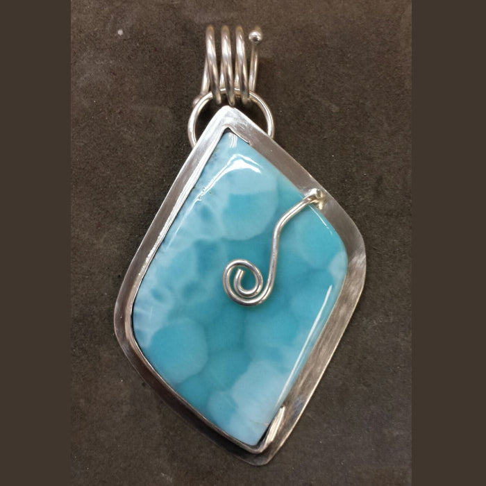 Larimar partial bezel set pendant