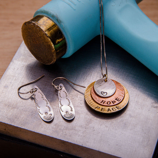 Stamping 101: Layered Pendant and Earrings. January 7 from 5:30-8:30 p.m.