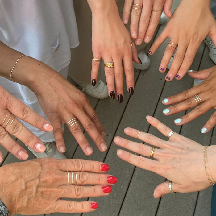 Students' finished wrap rings
