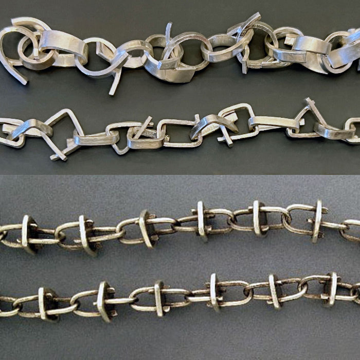 Once-of-a-kind silver modern chains by Suzanne Williams